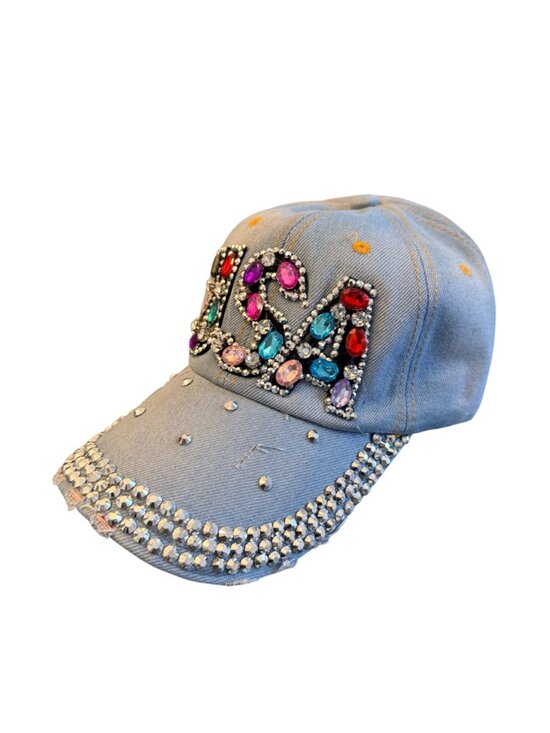 USA Dopamine Rhinestone Baseball Cap Denim Patriotic Glam Hat America 250 Festiv main image 10